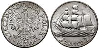 2 złote 1936, Warszawa, Żaglowiec, piękne, Parch