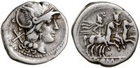 denar po 211 pne, Rzym, Aw: Głowa Romy w hełmie 