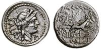 denar 92 pne, Rzym, Aw: Głowa kobiety w prawo, B