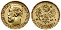 5 rubli 1898 (АГ), Petersburg, złoto, 4.28 g, pi