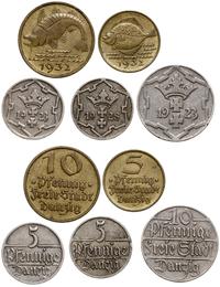 komplet monet gdańskich o nominale 5 i 10 fenigó