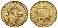 20 franków = 8 forintów 1890 KB, Kremnica, złoto