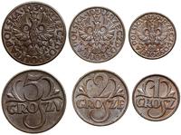 Polska, zestaw z rocznika 1939 - 5 groszy, 2 grosze i 1 grosz