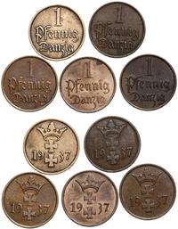 Polska, zestaw 5 monet o nominale 1 fenig, 1937