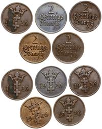 Polska, zestaw 5 monet o nominale 2 fenigi, 1926