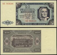 20 złotych 01.07.1948, seria KE, numeracja 76581