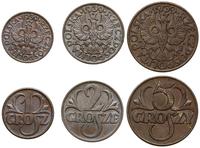 zestaw 3 monet o nominale: 1, 2 i 5 groszy 1939,