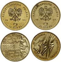 zestaw: 4 x 2 złote 1998, Warszawa, 1 x 100-leci