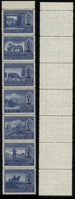 Polska podczas II Wojny Światowej, komplet 7 dużych znaczków premiowych wartości 1 punktu, 1942–1944