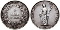 5 lirów 1848 M, Mediolan, srebro, 24.73 g, rzadk