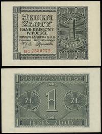 1 złoty 1.08.1941, seria BC, numeracja 7530772, 