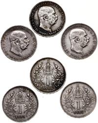 Austria, zestaw: 3 x 1 korona, 2 x 1915, 1916
