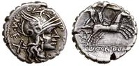 denar serratus 118 pne, Rzym,  Aw: Głowa Romy i 