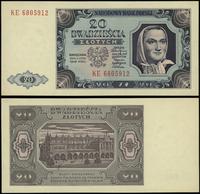 20 złotych 1.07.1948, seria KE, numeracja 680591