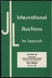 literatura numizmatyczna, Joseph Lepczyk, Auction 58 featuring the University of Michigan Collection..