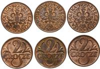 Polska, zestaw: 3 x 2 grosze, roczniki: 1937, 1938, 1939