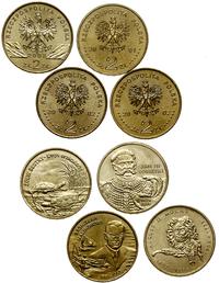 Polska, zestaw: 4 x 2 złote, 1 x 2001, 3 x 2002