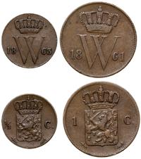 Niderlandy, lot 1 cent i 1/2 centa, 1861, 1863