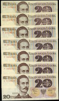 zestaw: 7 x 20 złotych  1.06.1982, serie: E, 2 x