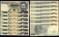 Polska, zestaw: 7 x 200 złotych, 1 x 25.05.1976, 6 x 1.12.1988