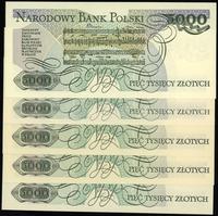 Polska, zestaw: 5 x 5.000 złotych, 4 x 1.06.1982 i 1 x 1.12.1988