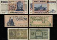 Argentyna, zestaw: 50 centavos 1951, 1 peso 1948, 1.000.000 peso (1981–1983)