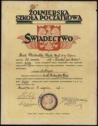 Polska, świadectwo Żołnierskiej Szkoły Początkowej, 1932