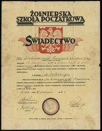 Polska, świadectwo Żołnierskiej Szkoły Początkowej, 1932