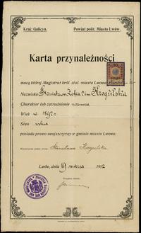 karta przynależności 1912, Lwów, potwierdzenie p