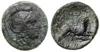 brąz 306–281 pne, Aw: Głowa Ateny w prawo, Rw: L