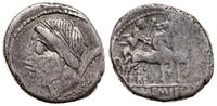 denar 87 pne, Rzym, Aw: Głowa Saturna w lewo, po