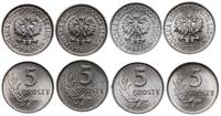 Polska, zestaw: 4 x 5 groszy, 1962, 1963, 1968, 1971
