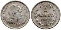 2 pesety 1937, Bruksela, nikiel, piękne, patyna,