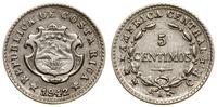 5 centymów 1942, San José, przebite z 2 centymów
