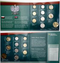 Polska, zestaw Polskie monety obiegowe wraz z monetą Jana Pawła II, 1995–2004