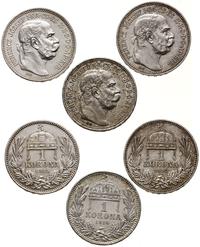 zestaw 3 x 1 korona 1912, 1914, 1915, Kremnica, 
