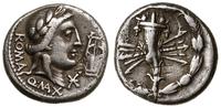 denar 82-80 pne, Rzym, Aw: Głowa Apolla w wieńcu