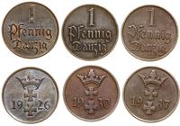 Polska, zestaw: 3 x 1 fenig, 1926, 1930, 1937