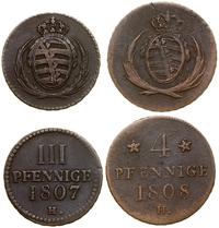 lot 2 monet, Drezno, 4 fenigi 1808 H, 3 fenigi 1