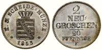 2 grosze (20 fenigów) 1855 F, Drezno, Scheide mü