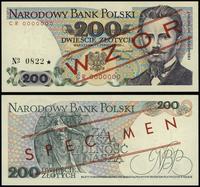 200 złotych 1.06.1986, czerwone ukośne WZÓR / SP
