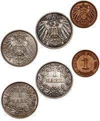 lot 3 monet, 1 marka 1915 A (Berlin), 1 marka 19
