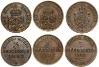 zestaw 3 monet, 3 fenigi 1862 A (Berlin), 3 feni