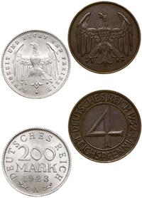 lot 2 monet, 200 marek 1923 A (Berlin), 4 fenigi