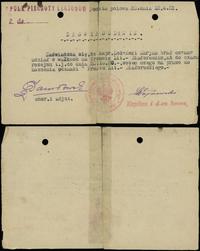 Polska, zaświadczenie wystawione na Pana Marjana Łożyńskiego, 12.04.1921