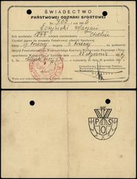 Polska, świadectwo wystawione na Pana Marjana Łożyńskiego, 1936