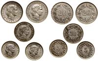 lot 5 monet, 2 x 5 rappenów (1955, 1970), 10 rap