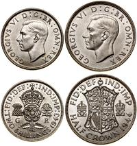 zestaw 2 monet, Londyn, 1/2 korony 1944 i 2 szyl