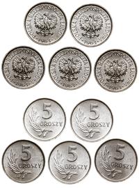 zestaw 5 x 5 groszy 1963, Warszawa, aluminium, r