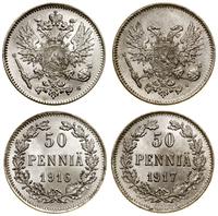zestaw: 2 x 50 penniä 1916 i 1917, Helsinki, raz